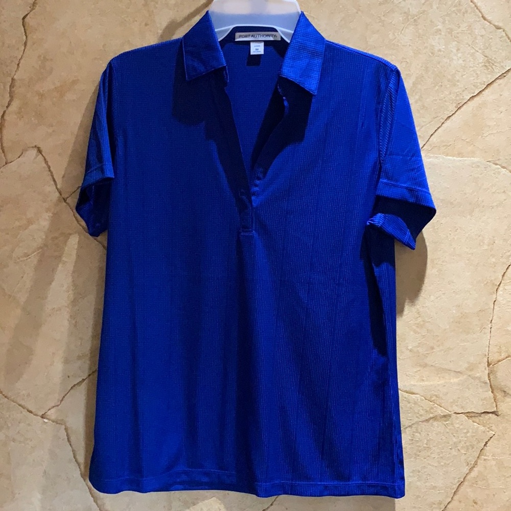 Port Authority Royal Blue Polo S Sleeve V Neck Med